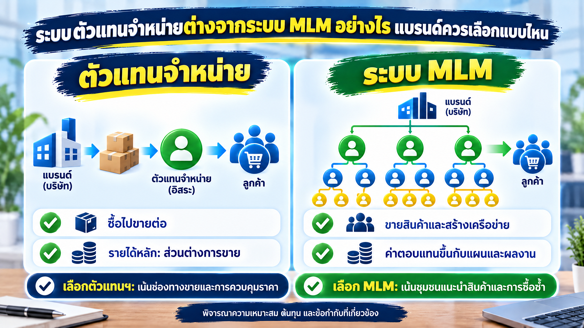 ระบบตัวแทนจำหน่ายต่างจากระบบ MLM อย่างไร แบรนด์ควรเลือกแบบไหน